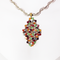 Pendant 45cm - Priscilla Rhombus M-Khaki Braid - Pendant 45cm - Laiton bronze